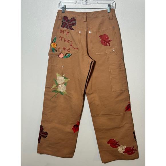 Free People Bright Time Embroidered Wide Leg Pants | FLAW Pictured | Sz S | NWT - Picture 5 of 8
